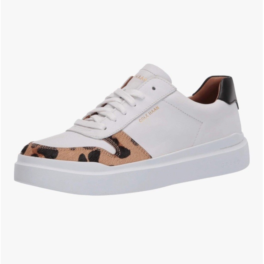 Cole Haan Womens GrandPro Rally Court Shoes 9B Lace Up Sneakers White Animal Fur